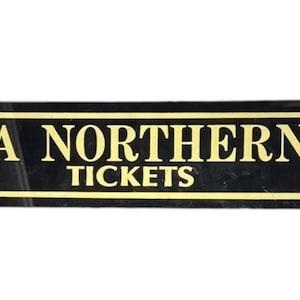 California Northern Railway Tickets Antique Jalousie Glass Sign