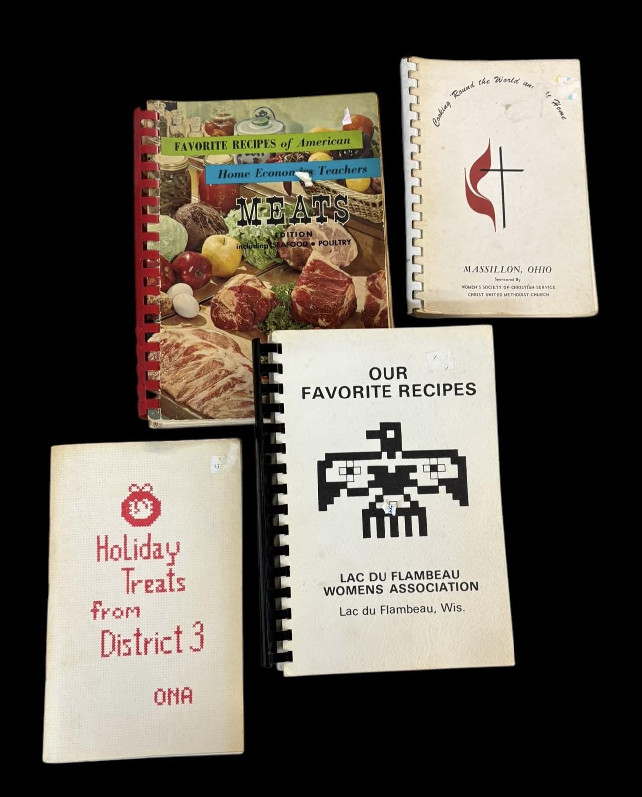 Cookbooks from Organizations Antique Church Recipes Vintage Favorites Set of 4