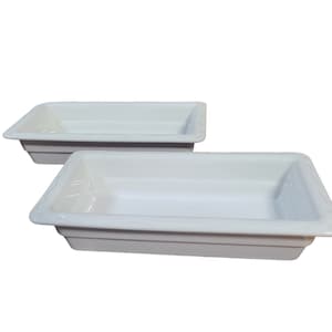 Vintage Set of Two White Buffet Serving Quarter Pans Hall China Company Ceramic