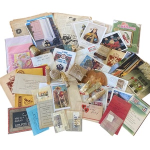 Scrapbook Junk Journal Lot Vintage Letters, Stamps, Postcards, Ribbons and More!