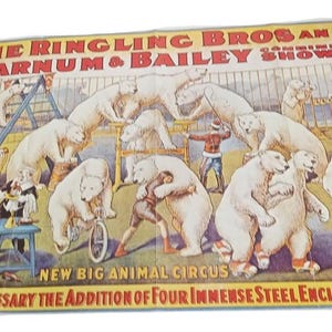 Ringling Bros Barnum & Bailey Circus Poster 36&quot; by 22&quot; Vintage Collectible