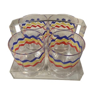 Tumbler Set Liz Claiborne 4 Pc Shatterproof Plastic Glasses Retro Primary Colors