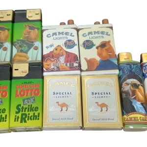 Camel Cigarette Lighter & Matches Set Of 10 Retro Tobacciana Joe Camel 1990s