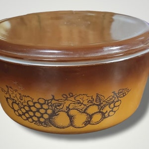Brown MCM Vintage Pyrex 2.5 Quart Casserole 475-B Dish Old Orchard Pattern
