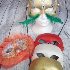 Masquerade Mardi Gras Masks Vintage Lot of 5 Italy