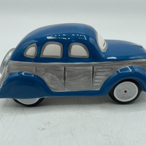 Vintage Department 56 Christmas Village Blue Woody Coupe  Car Figurine