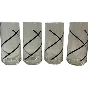 MCM George Briard Crisa Spiral Swirl Vintage High Ball Tumbler Glass 4 Set
