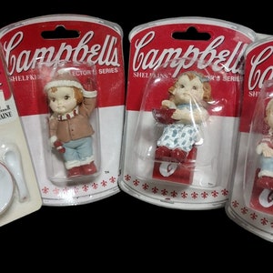 Vintage 90's Campbells Shelfkins w/Campbells Bowl & Spoon miniature