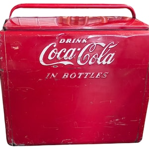 Coca-Cola in Bottles Red Metal Cooler Drink Coca-cola Vintage