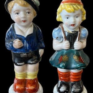 Salt and Pepper Shakers Antique Made in Occupied Japan Vintage Boy and Girl