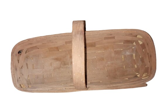 ロンガバーガーバスケット ヴィンテージ 手編み 長方形 固定ハンドル