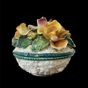 Ceramic Flower Trinket Box Italy VI