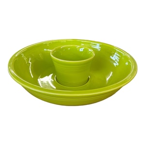 Fiesta - Lemongrass Green Chip and Dip Bowl Homer Laughlin Ceramic Dish Serving
