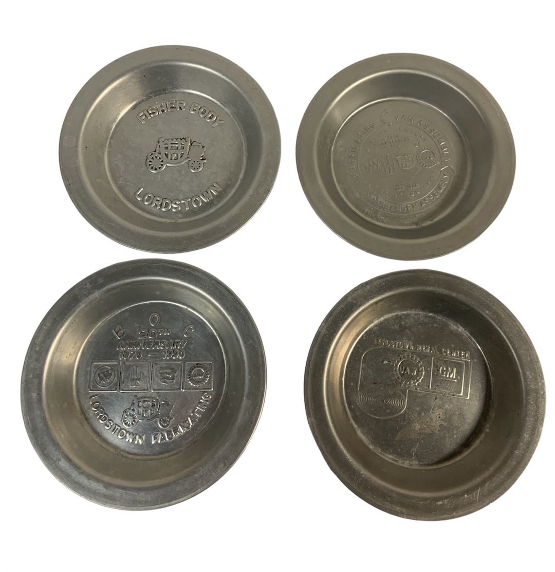 General Motors Tin Ashtrays Fisher Body Plant Lordstown Ohio 1990s Set