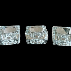 Helder geperst glazen open zoutkelders antieke gecanneleerde bodem vintage set van 3
