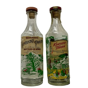Pirate Decanters Vintage Kentucky Tavern Rum Bottles Corked Glass Set of 2