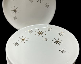 Ensemble de 9 assiettes plates Atomic Starburst antiques MCM vintage