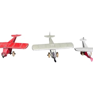 Tootsie Toys 3 Planes Silver and Red Metal Vintage Children Play