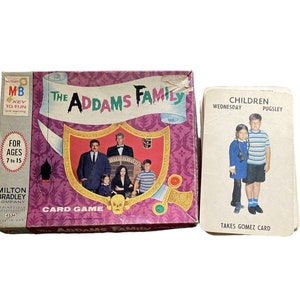 Jogo de cartas da Família Addams antigo Milton Bradley Vintage #4536