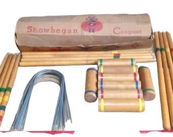 Skowhegan Croquet Set For 4 Players Vintage Collectible Backyard Outdoor Game