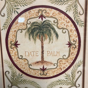 Bamboo Framed and Matted Date Palm Vintage Art
