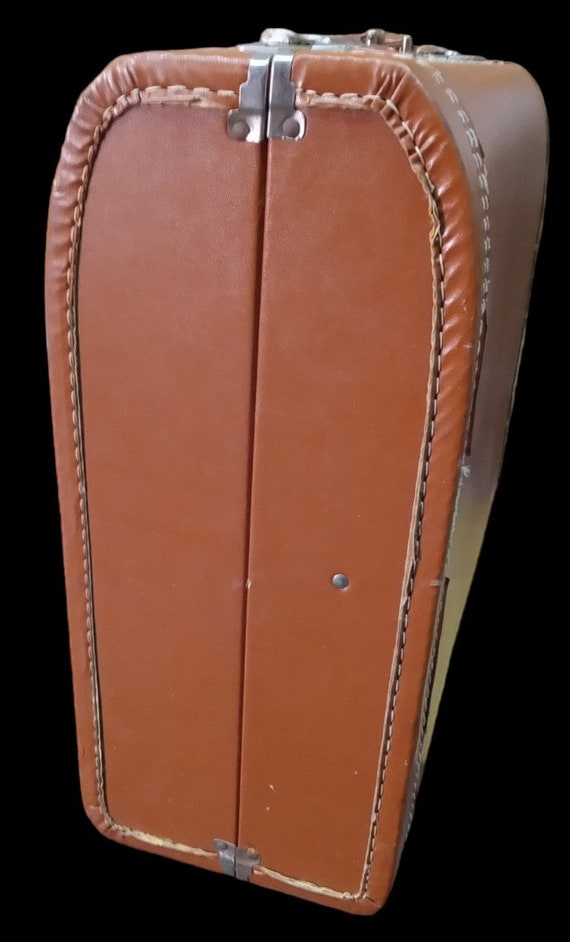 LUCE Brown Leather Hardshell Suitcase Vintage Tra… - image 2