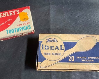 Vintage Penley's Toothpicks and Forster Wooden Picnic Spoons