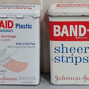 Vintage Johnson & Johnson Band-Aid And Sheer Strip Tins 2 Pack