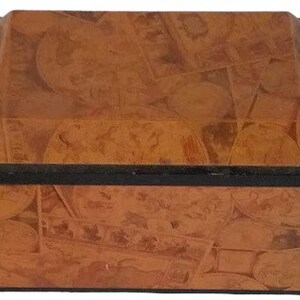 Hermosa caja de madera rectangular para guardar joyas, baratijas, mapas, impresiones de globos terráqueos vintage
