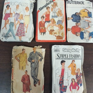 Vintage Set of 6 Sewing Patterns Men and Woman's Clothing McCall's Simplicity