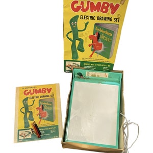 Adventures of Gumby Electric Drawing Set Antique Cord Works Vintage Original Box