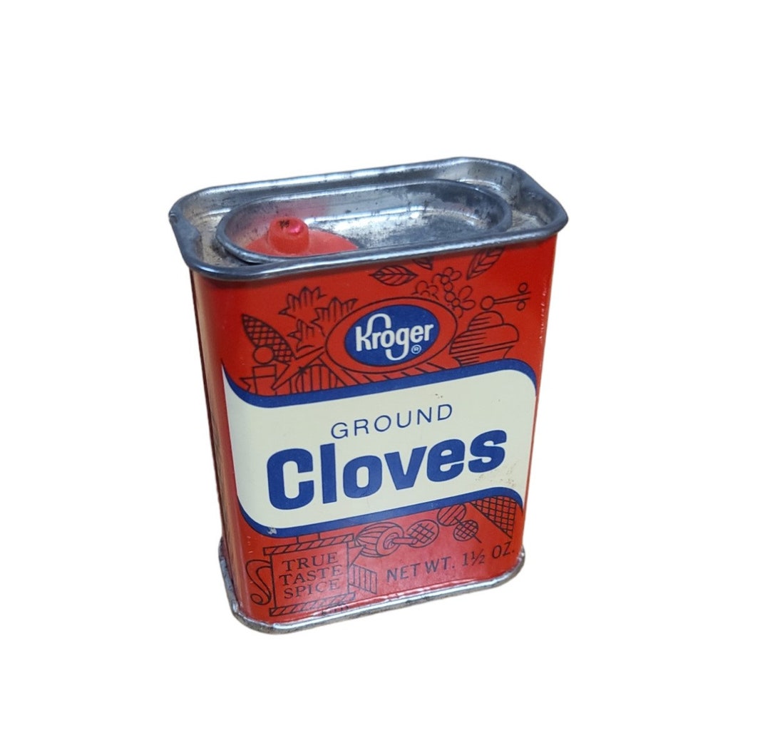 Vintage Kroger Ground Cloves Empty Metal Tin Plastic Lid Spice Shaker True Taste Etsy
