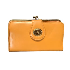 Ambassador Brand Vintage Wallet Checkbook Clutch Orange New Genuine Leather