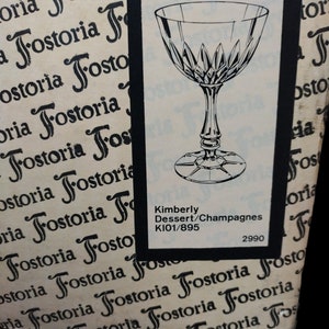 Set von 7 Vintage Fostoria Kimberly 24% Bleikristall Dessert / Champagner Gläser