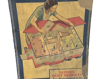 Antique Advertisement Glidden Products Paint Cardboard Sign