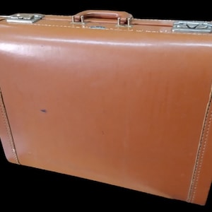 LUCE Brown Leather Hardshell Suitcase Vintage Travel