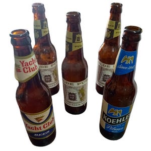 Garrafas de cerveja vazias antigas Koehler Olde Pub Yacht Club Vintage 12 Oz. Lote de 5