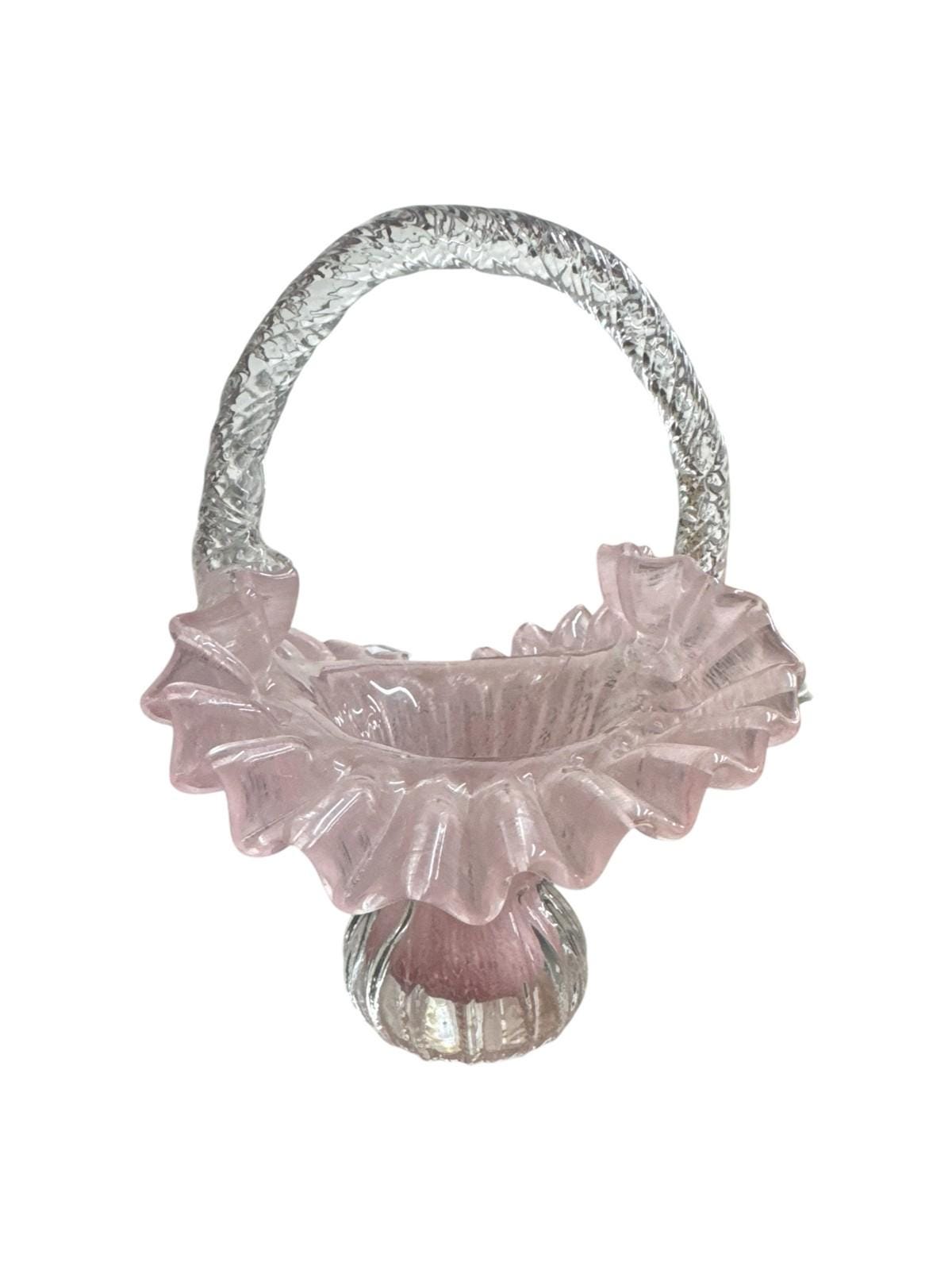 希少！フェントン ピンク色クレストバスケット アンティークfenton アメリカ 希少！フェントン ピンク色クレストバスケット アンティーク