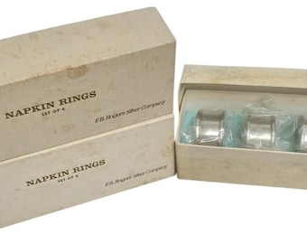 Juego de 12 servilleteros de plata FB Rogers Co., vajilla de cocina vintage de colección.