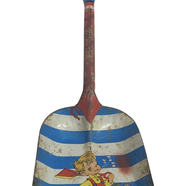 Ohio Art Tin Shovel Vintage Litho Striped Beach Toy