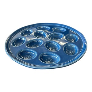 Fiesta - Lapis Blue Small Egg Plate Tray Serving Dish Homer Laughlin Ceramic HLC