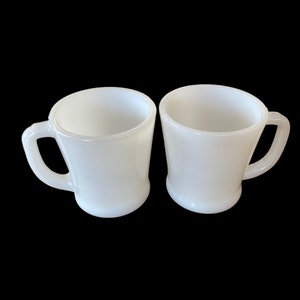 Fire King Oven Ware Vintage Milk Glass Mugs Set of Two