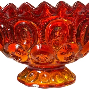 Amberina Moon and Stars Vase Antique L E Smith Vintage Serving Bowl