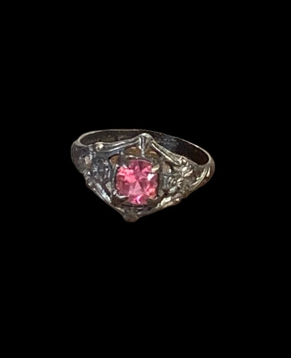 Antique 925 Sterling Silver Simulated Pink Diamond