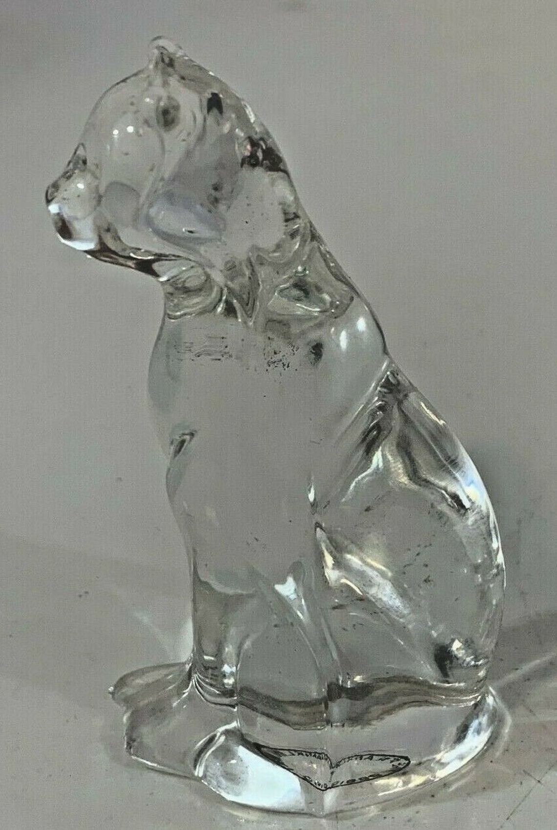 Vintage 1988 Franklin Mint Clear Glass Cat 3 1 4 Inch Tall Etsy Uk