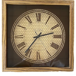 Elgin Quartz Wooden Grain Wall Clock, Rattan Wicker, Vintage