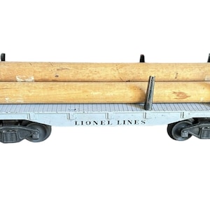 Lionel Lines Log Cart Train 2411 O-Gauge Locomotive Vintage Wooden Rods Flat Car