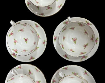 Royal Grafton Bone China Antik Made in England Vintage Set mit 5 Tassen Untertassen