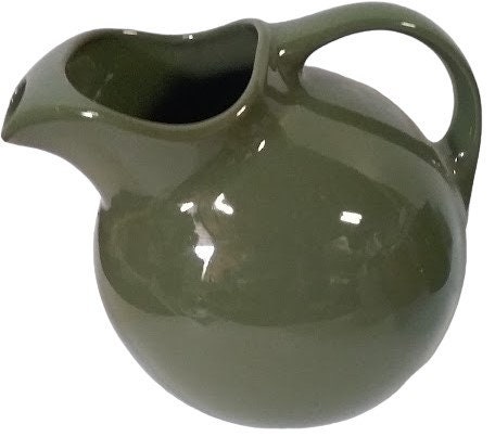 Hall Pottery Vintage Olive Green & White Creamer Pitcher Made in