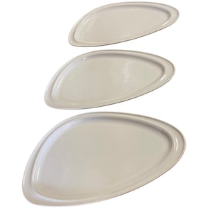 Hall Serving Platter Set of 3 Ceramic White Oval Shape Platters Like New